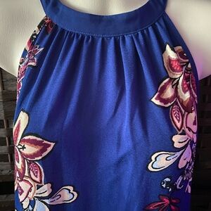 Xhilaration Blue Dress with Pink Floral Pattern